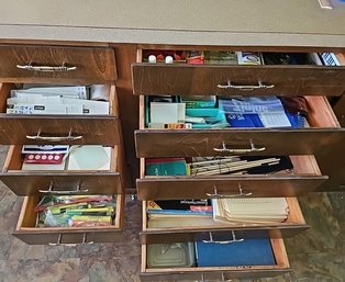 R1 Eight Drawers Full Of Office Supplies Including Folders, Highlighters, Glue, Labels, Notepads And More