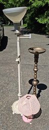 R0 Two Vintage Floor Lamps And One Vintage Table Lamp (no Bulbs)