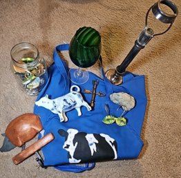 R6 Cow Apron, Metal Hangers, One Decorative Glass, Small Hide A Key Rock, And More