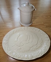 R1 Large Porcelain Plate And Fire Hydrant Cookie Jar