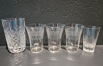 R1 Five Small Glass Cups, One May Be A Shot Glass