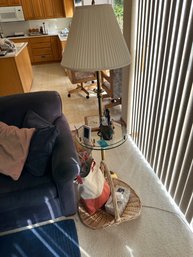 Lamp Table, Basket, Knitting Supplies, Decor