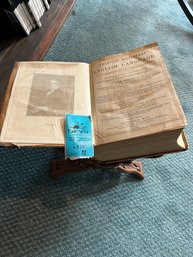 Websters Dictionary 1864 Edition, Carved Wood Bookstand