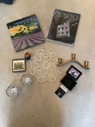 Densa Keepsake Box, Provence Coffee Table Books, Candle Holders, Doily, Coaster, Decorative Wooden Egg