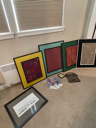 Framed Hand-sewn Molas (reverse Embroidery) Made By Cuna Indians On The San Blas Islands Near Panama.