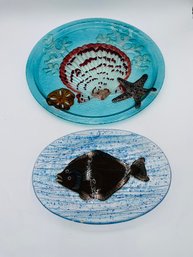 R1 Fish Plate 2006, Morning Star Studio,Alaska, S.Fraley And A Seashell Decorative Plate