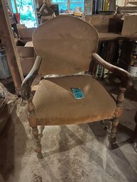 Wood Armed Upholst Back And Seat Chair