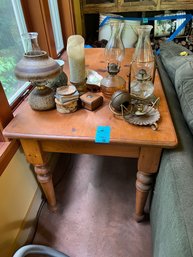 Heavy Wood Table With Turned Legs 30in X 30in X 54in