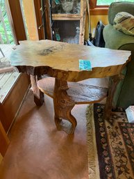 Slab Live Edge Side Table. 24in X 31in X 18in