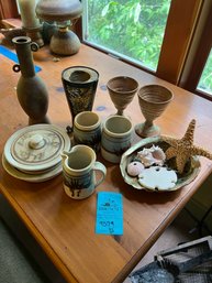 Pottery Wine Glasses, Pottery Mugs, Pottery Pitcher, Pottery Vase, Pottery Crock With Dish
