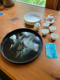 Asian Style Small  Tea Set And Tray