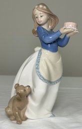 BNH Lladro NAO Puppys Birthday Porcelain Girl With Puppy Figure