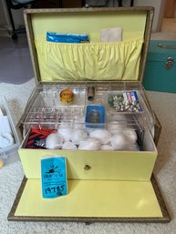 Rm8 Vintage Sewing Case With Contents And Two Storage Containers With Sewing Supplies