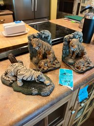 Tiger  Figurine And Tiger Bookends