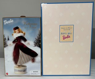 BNH Mattel Barbie Collectors Editions Of Angel Of Music Harpist Angel And Victorian Ice Skater Special Edition