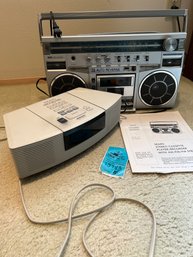 Rm8 Bose Wave Cd/radio And Vintage Sears Roebuck Portable Radio Cassette Player With Manual