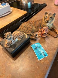 Tiger Figurines, Tiger Decorated Box Holding Cards