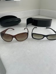 Two Pairs Of Prada Sunglasses With Cases  And Two Prescription Glasses