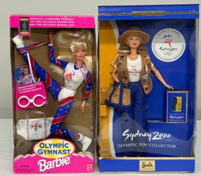 BNH Two Mattel Barbie Olympic Games Collectors Editions Of Sydney 2000 Olympic Pin Collector And Olympic Gymna