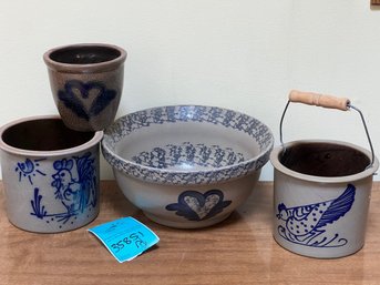 R5 Salt Glazed BBP Beaumont Brothers Stoneware Collection. Bowl, Crocks And Plant Pot