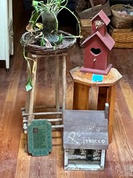 R5 Two Plant Stand, Wall Plaque, Two Decorative Birdhouses