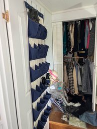 R9 Closet Full Of Vintage Clothes, Over Door Shoe Rack, Hangers, Hat, Shoe Boxes