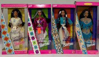 BNH Four Dolls Of The World Collection Native American Barbies By Mattel With Boxes