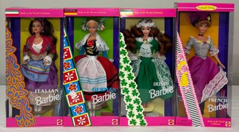 BNH Irish, Italian, German And French Barbies From The Dolls Of The World Collection By Mattel, All In Boxes