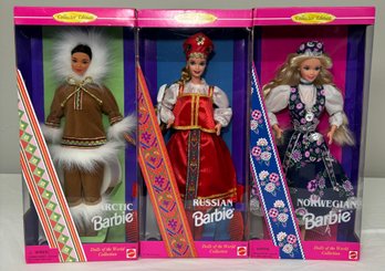 BNH Arctic, Russian And Norwegian Barbies From The Dolls Of The World Collection By Mattel, All In Boxes