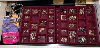 R7 Assortment Of Costume Jewelry Including Earrings, Beaded Necklaces, And Rings