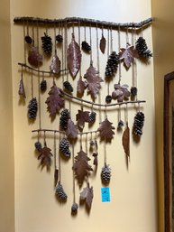 Custom Wall Hanging.  Pinecones, Cooper Leaf Imprints