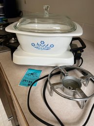 Rm3 Cornflower Corning Ware Casserole Dish With Electric Warmer And Candle Warmer