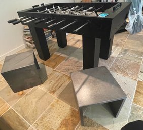 Foosball Table And Two Metal Stools