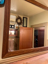 Two Wood Framed Mirrors And Decorative Wreath