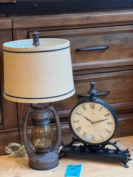 R1 Table Lamp And Metal Shelf Clock