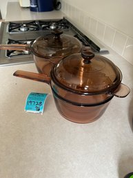 Rm3 Corning Pyrex Vision Amber Glass Pot 2.5l And 1.5l Double  Boiler