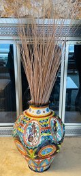 Rm1 Italian Ceramic Vase With Dried Reeds