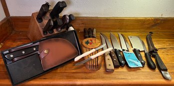 R2 Knife Block, Collection Of Knives, Cutco Steak Knives Imarku Butcher Knife, Vintage Wall Knife Holder