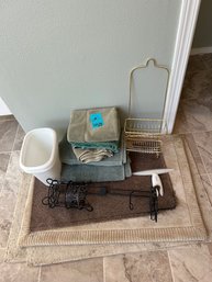 R7 Collection Of Bathroom Items, Bath Mats, Towels, Shower Caddy, Toilet Paper Holder, Tissue Box Cover, Other