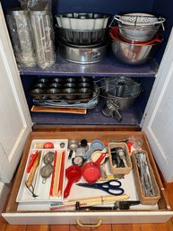 R3 Drawer Of Kitchen Tools, Cabinet Full Of Bakeware.  Please See Photos For More Details