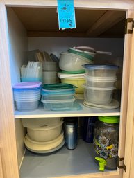 Rm 3 Cabinet Full Of Tupperware And Plastic Storage, Drink Bottles And Drink Dispenser