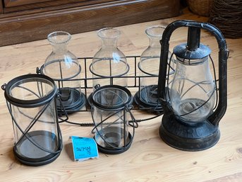 R1 Monarch Oil Lamp, Glass And Metal Candle Holders