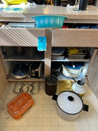 Rm3  Two Drawer Of Flatware And Kitchen Utensils, Cabinet  With George Forman Grill, Crock Pots, Toaster