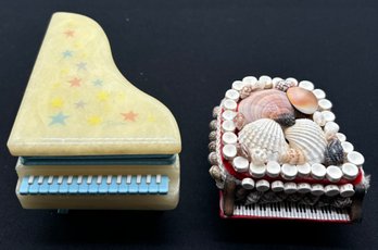 R5 Vintage Alabaster Duska Piano Trinket Box And Seashell Mini Piano Trinket Box