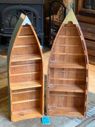 R1 Two Decorative Boats 35in X 5.75in X 12in And 38in Tall X 6in X 14.25in