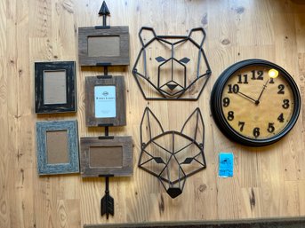 R1 Large Wall Clock, Decorative Metal Animal Wall Art And  Photo Frames