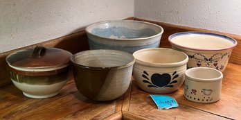 R3  Pottery Bowls And Covered Dish.  Please See Photos For More Details