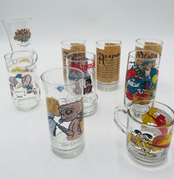 R1 Collection Of 8 Collectors/ Souvenir Glasses Including E.T., Star Trek, Garfield, Skippers