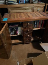 Side Table With Drawers And Doors. 25in X 34in X  16.5in. With A Collection Of Paperback Books