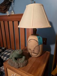 Pottery Lamp And Frog Decorative Item